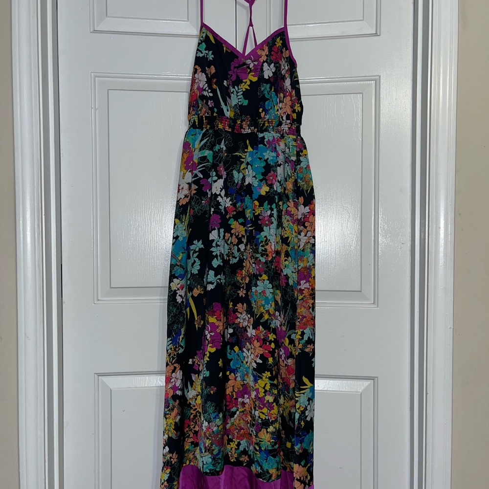 Floral Maxi Dress with Purple Accents